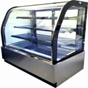 Three Layers Refrigerated Cake Display Case 1200mm Curved Glass Bakery Showcase