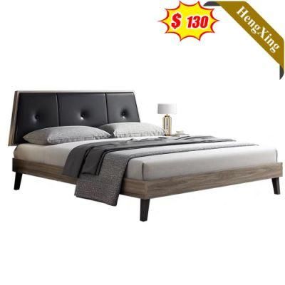 Modern Design Dark Black Color Creative Style PU Leather Hotel Home Furniture Bedroom Wooden Beds