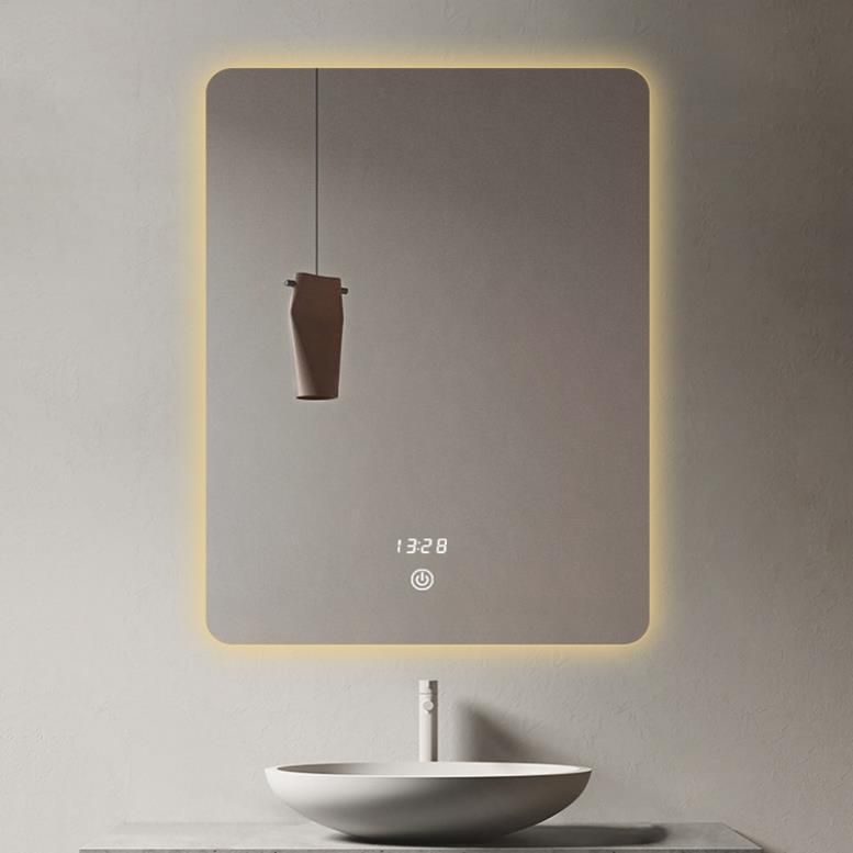 Kamali Custom Simple Design Hotel Rectangular Luxury Illuminated Defog Glass Backlit Bathroom Wall Mounted Smart LED Mirror
