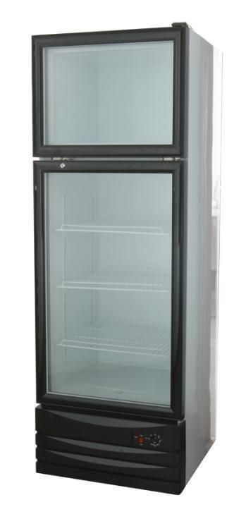 Double Temperature Glass Door Upright Showcase