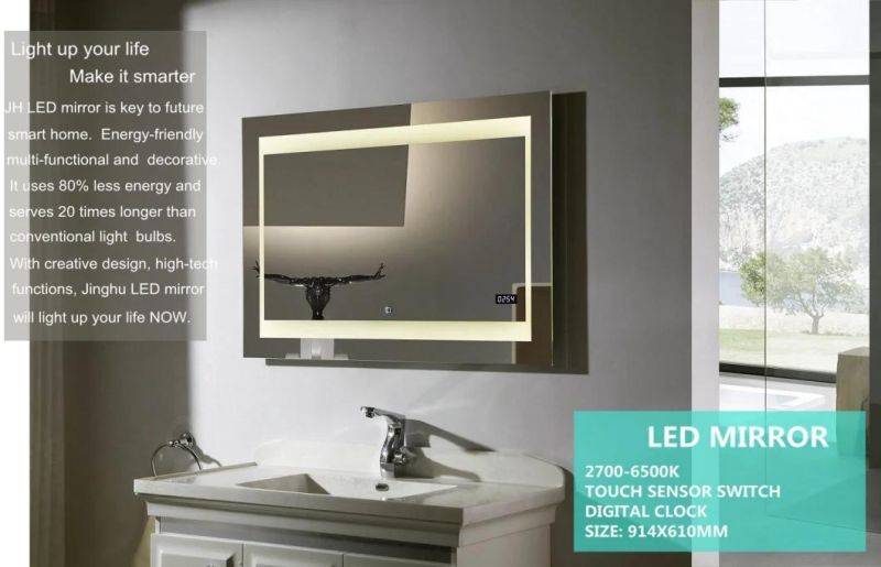 Wall Mounted Oval Dimmable LED Lighted Bathroom Mirror with Light & Dimmer
