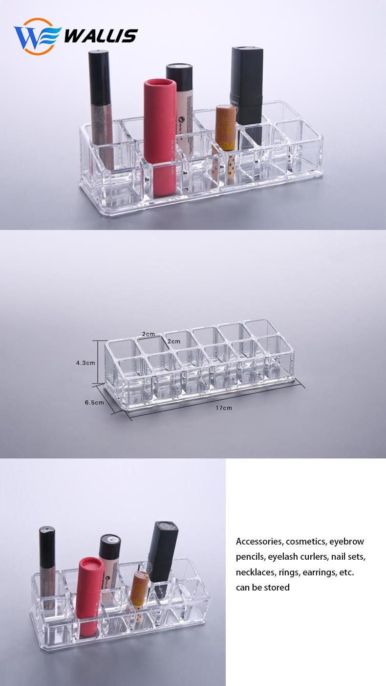 12 Hole Acrylic Lipstick Stand Lattice Display Stand Lipstick Small Cosmetic Storage Box Display