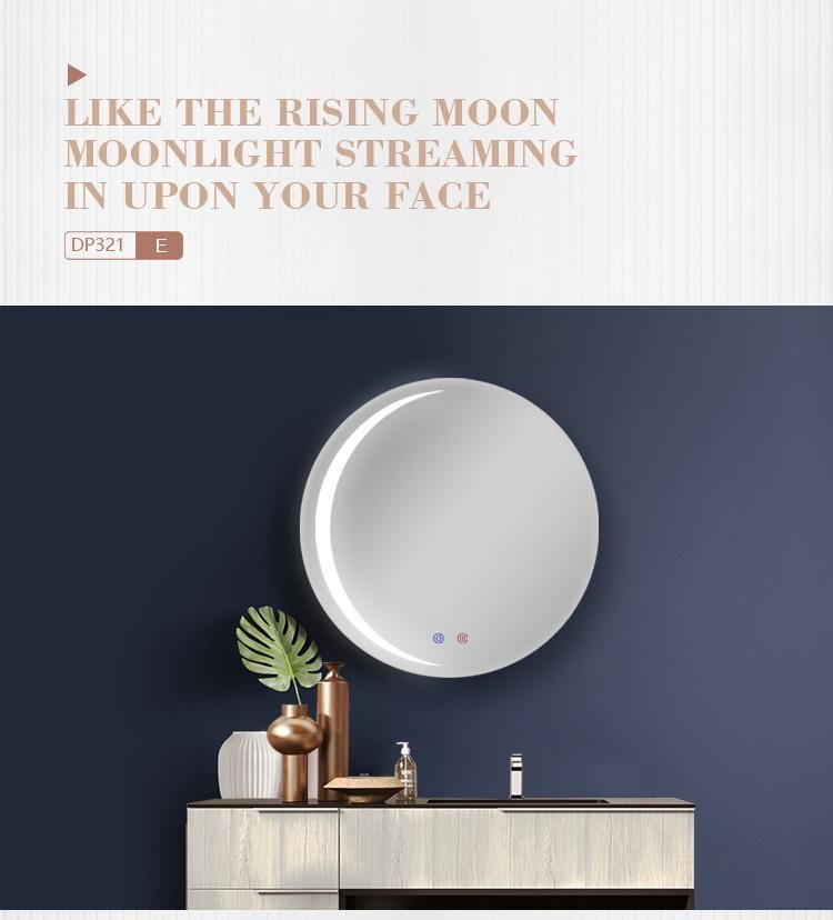 Round Shape Wall Mounted LED Lighted Touch Screen Bathroom Mirror