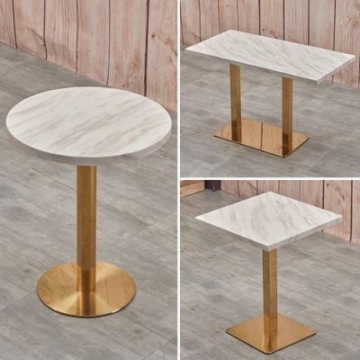 Modern Design Round Shape Glass Marble Rose Gold Frame Coffee Tables
