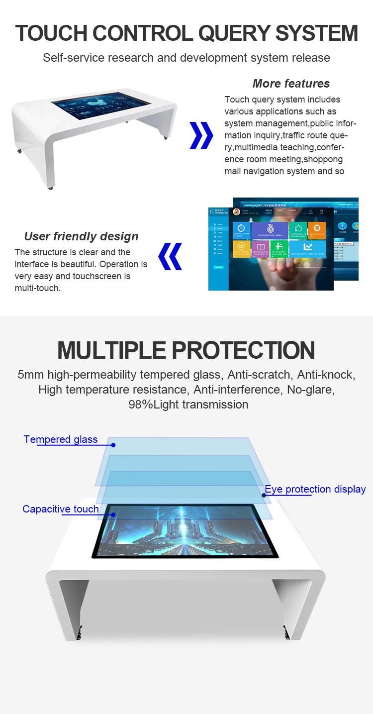 43" 55" 65" Waterproof Interactive Touch Screen Table for Coffee/Bar/Education/Games Player