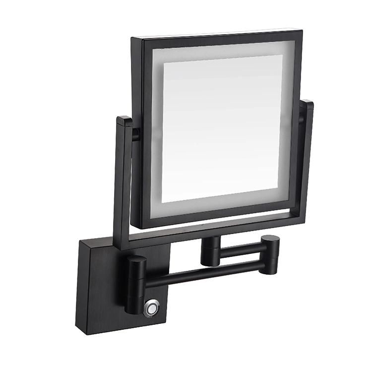 Kaiiy Chassis Touch Extendable Square 8 Inch Bathroom Wall Mounted Rotatable Cosmetic LED Make up Mirror