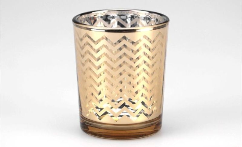 Amazon Hot Sale Customized Tealight Metallic Candle Glass Holder for Home Decor