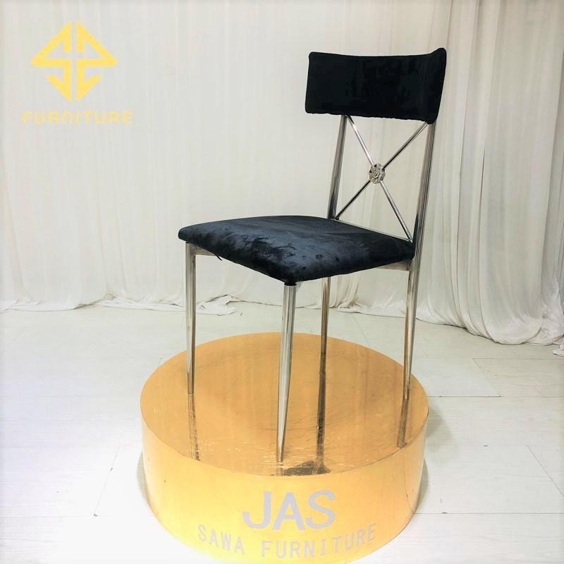 Modern Stainless Steel Dining Room Set Glass Dining Table and Chair for Wedding Party