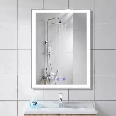 Wholesale Frameless Illuminated LED Bathroom Vanity Mirror with Touch Switch Time Display