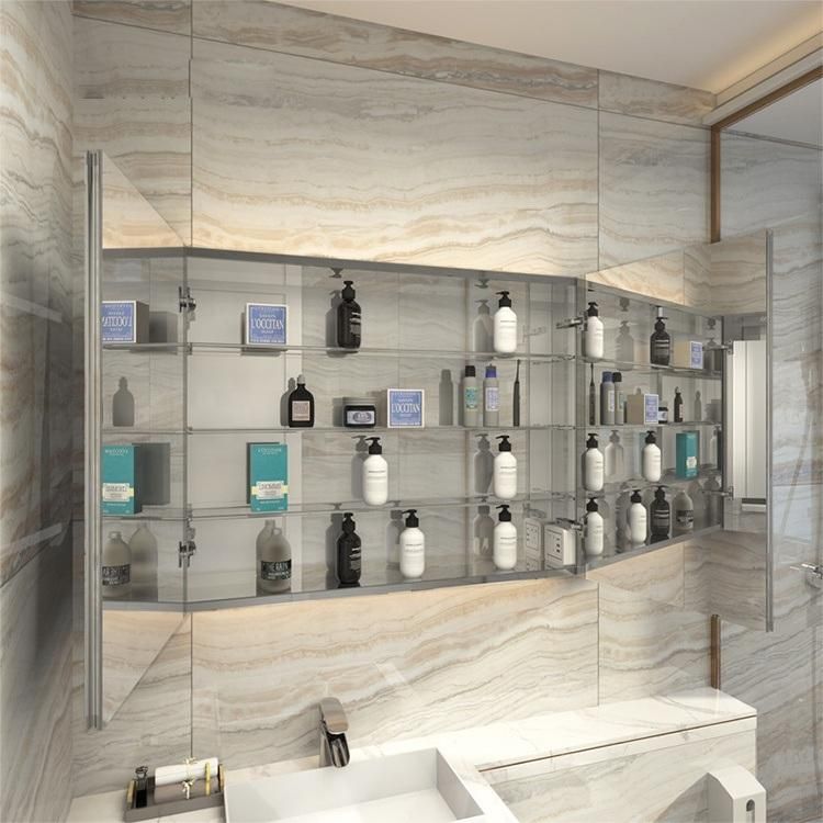 LED Eco Friendly Bathroom Home Furniture Durable Frameless Mirror Medicine Cabinet with Adjusted Shelf