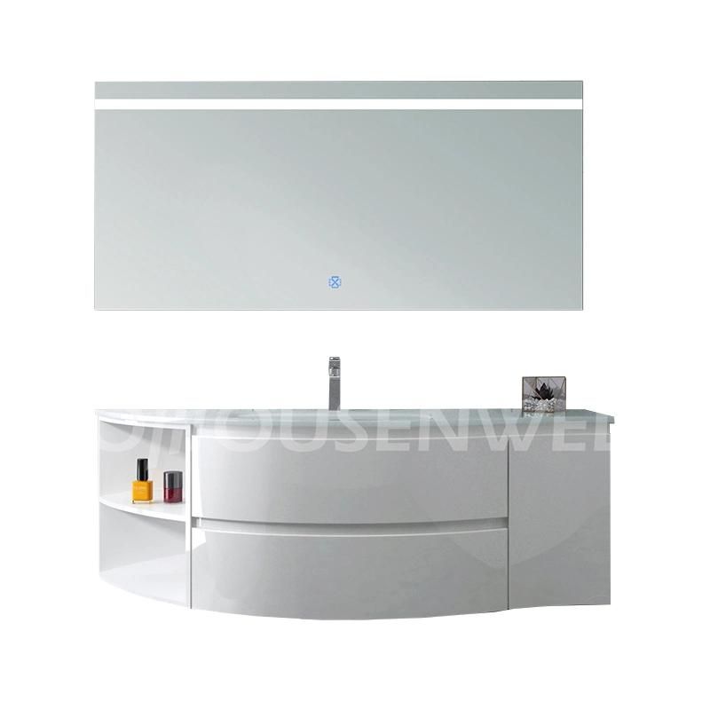 48" Bathroom Vanity Glass Basin Curved Modern Bathroom Cabinet
