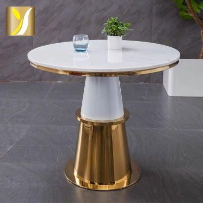 Modern Home Living Room Furniture Gold Metal Marble Top Coffee Table