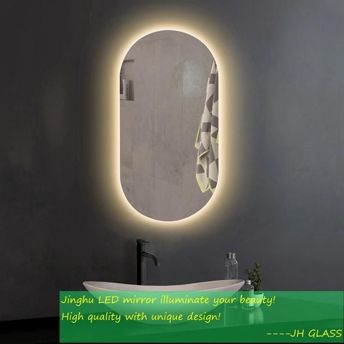 Round Hotel Home Wall Mounted LED Backlit Lighted Bathroom Mirror