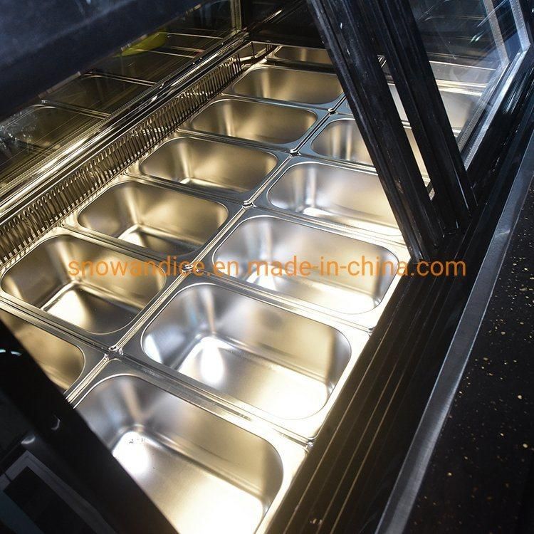 Right Angle Black 12 Pans Gelato Ice Cream Showcase