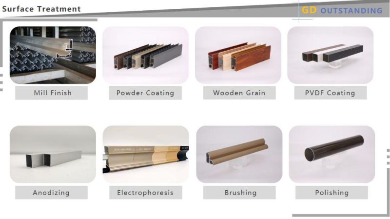 Aluminium Windows and Doors Profile Construction Framework with Wood Grain Surface