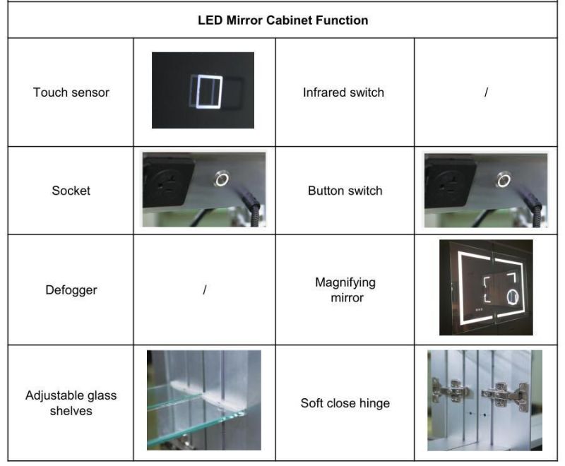 Jinghu Dimmable Semi-Recessed Illuminated LED Bathroom Mirror Cabinet
