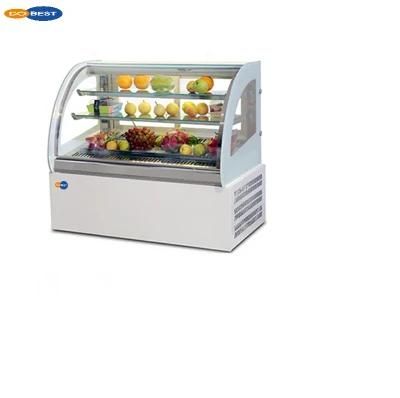Front Open Door Cake Cabinet Freezer Display Cabinet Commercial Glass Curved Sushi Cabinet with Defog Function