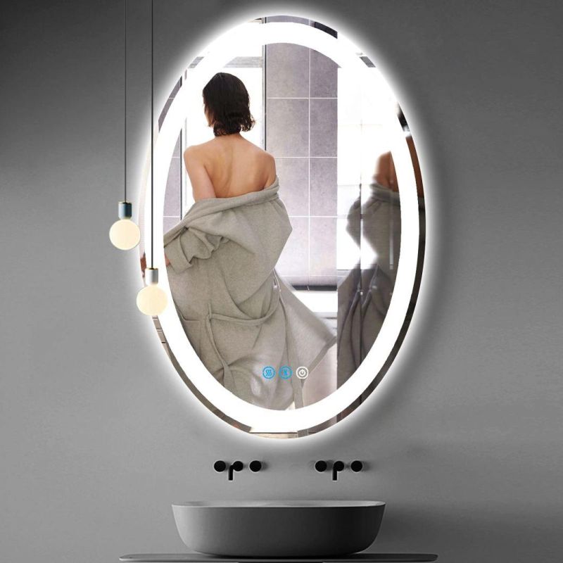 Customized Glass Rectangle Round Wall Makeup Decorative Dressing Make up LED Light Mirror