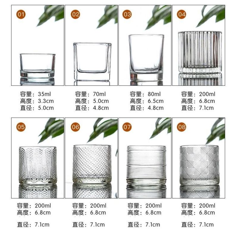 Wholesale Natural Glass Candle Holder Embossed Green Glass Candle Jars Holder
