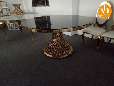 Banquet Table Stainless Steel Coffee Table Italy Glass Table Round Dining Table