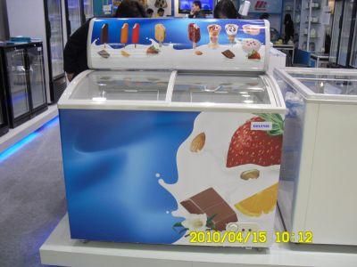 295L Curved Glass Doors Commercial Showcase Fridge Refrigerator Display Freezer