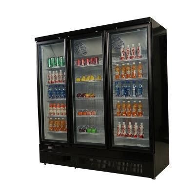 Hot Sale Three-Open Glass Door Beverage/Beer Display Cabinet Commercial 3 Doors Black Color Cool Drink Cooler Beer Showcase