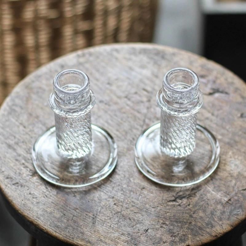 Nordic Light Luxury Creative Transparent Glass Candlestick Decoration Furniture Model Room Restaurant Window Glass Ware Decoration