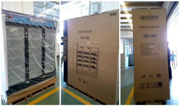 Three Door Vertical Glass Door Cooler 1500liter Upright Showcase