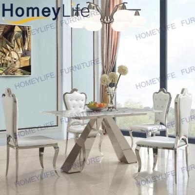 High Quality Modern Metal Frame Marble Dining Table