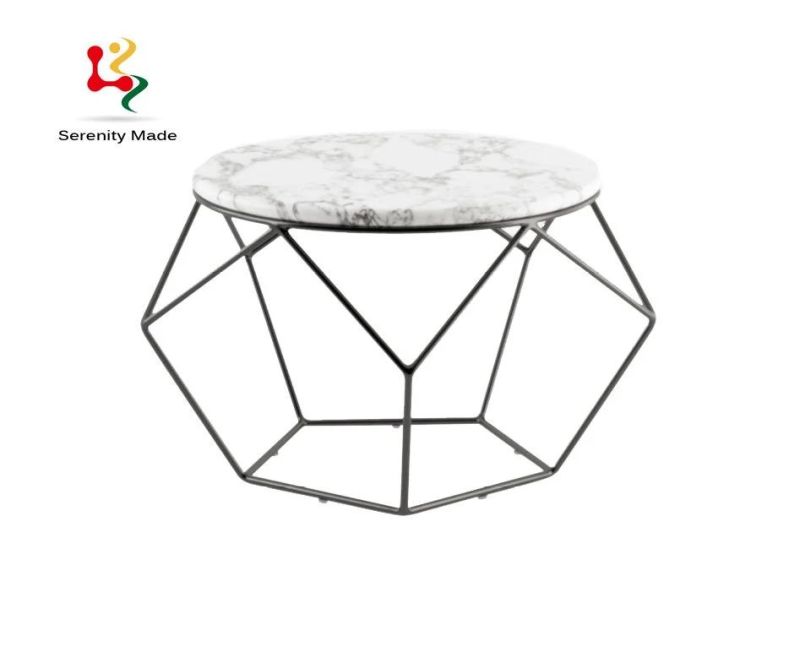 Geometry Metal Base Glass Top Coffee Table for Commercial Restaurant Use