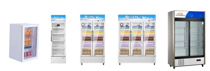 Commercial Vertical Beverage Display Cabinet Beverage Fresh Keeping Showcase with Casters Upright Chiller