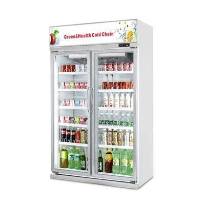 Fan Cooling Drink Refrigerator Showcase Supermarket Refrigeration Equipment Upright Glass Door Display Cooler