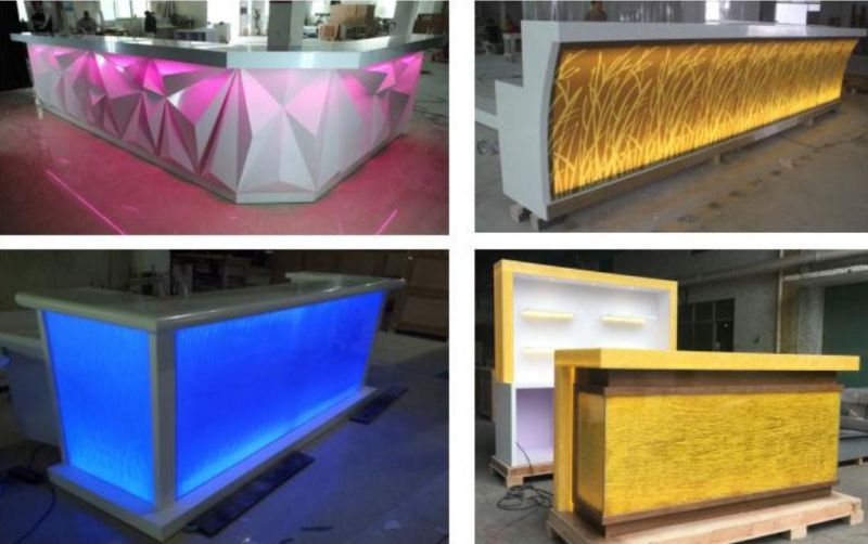 U Shape LED Lighting Nightclub Furniture Modern Wine Bar Counter Design Drinks Bar