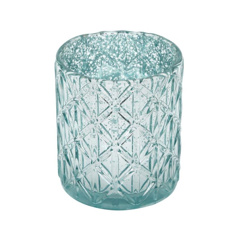 Home Decoration Glassware Snowflake Electroplated Glass Candle Jar Candle Holder