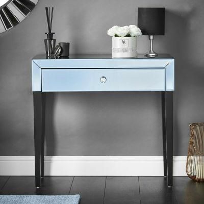 Grey Mirrored Dressing Table with Drawer Glass Vanity Makeup Table