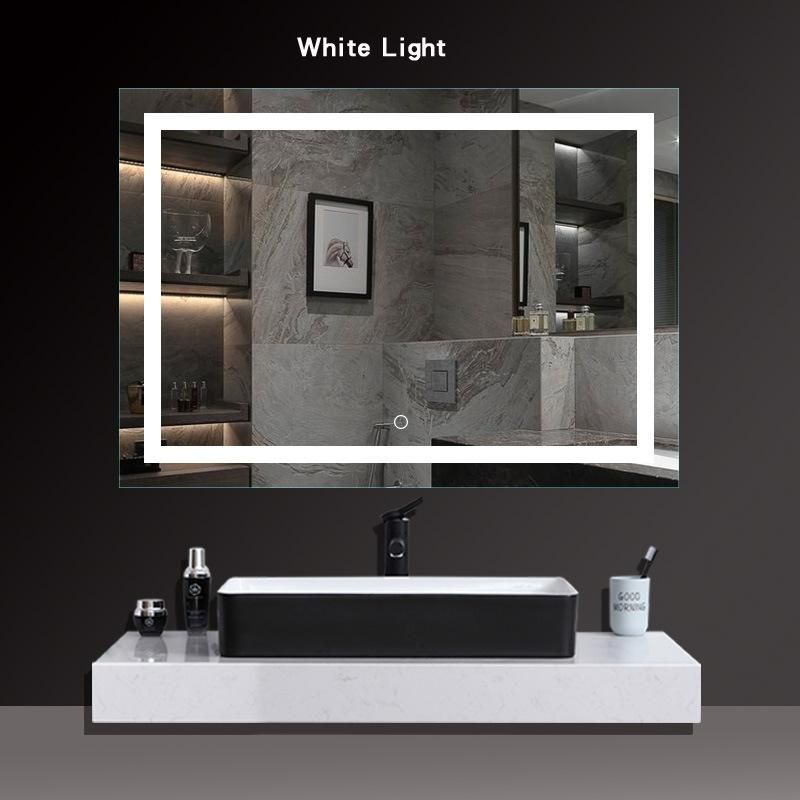 Kamali Custom Modern Design Hotel Rectangular Luxury Illuminated Anti Fog Glass Backlit Bathroom Wall Mounted Smart LED Mirror