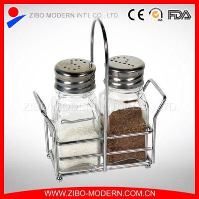 High Quality Salt Pepper Bottle Glass Spice Jar with Spice Rack