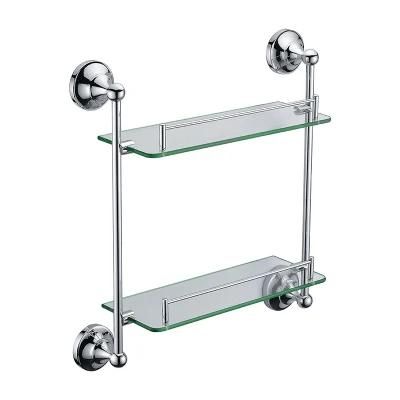 Bathroom Accessories Wall Mount Double Glass Shelves