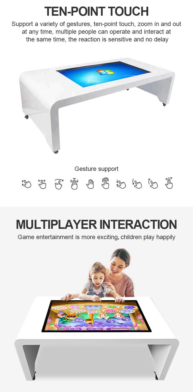 43 Inch 55 Inch Waterproof Interactive Touch Screen Table for Coffee/Bar/Education/Games Player