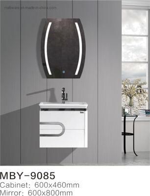 White Wall Mounted LED Mirror PVC Bathroom Cabinet