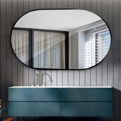 Large Black Oval Wall Mirror Modern Vanity Metal Framed Mirror for Home Decoration Luxury Interior Living Room Bathroom Bedroom Salon Hotel
