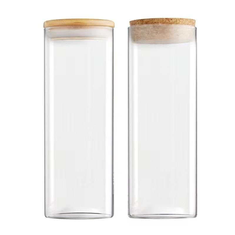Cheap Mini Airtight Cylinder Food Candy 4 Oz Containers Small Glass Storage Jars with Wooden Top Lid