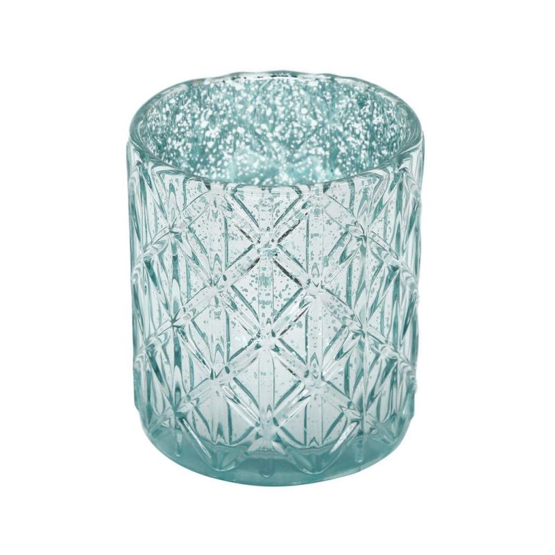 Home Decoration Glassware Any Color New Design Electroplated Glass Candle Holder with Lid