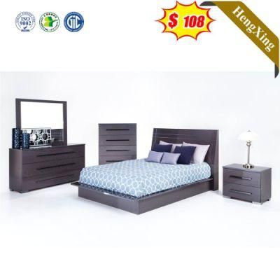 Wooden Gray Design High Quality Backrest Bedroom Furniture Wooden Beds with Night Stand