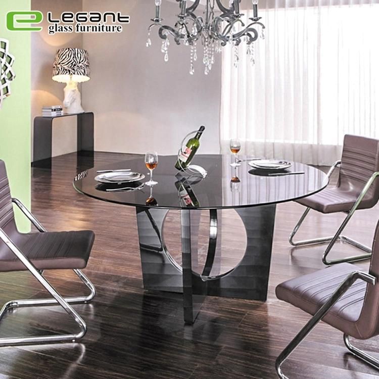 Modern Stainless Steel Dining Table with Tempered Glass Top