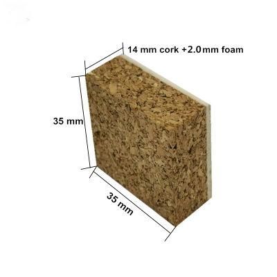 35*35*14+2mm Self-Adhesive Square Cork Pad Protection Spacers with Cling Foam for Glass Protecting