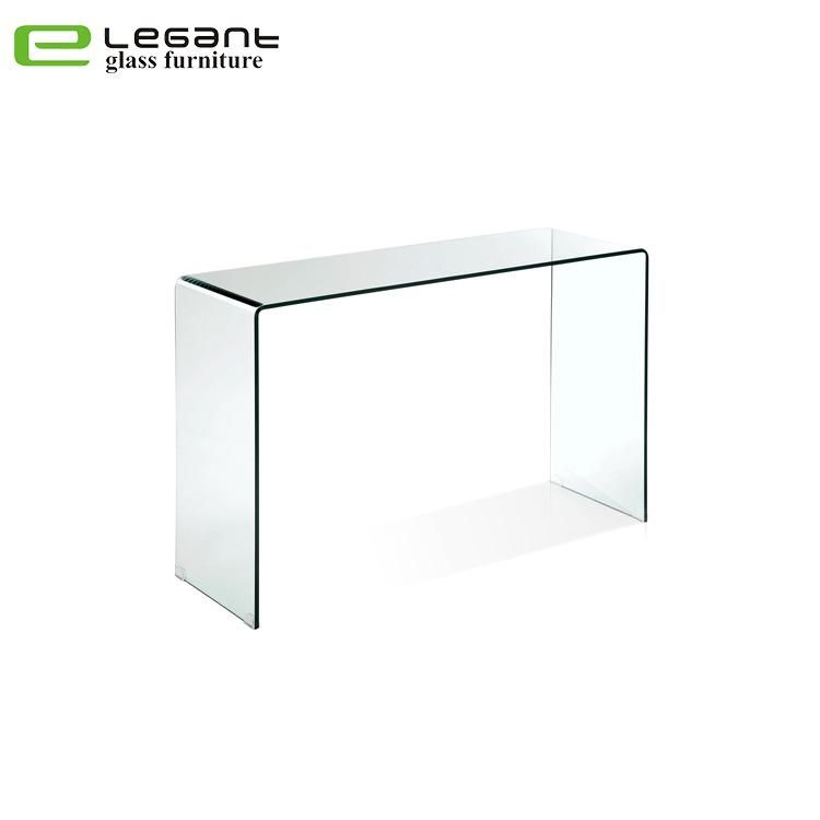 Modern Bending Glass Console Table in Clear Color