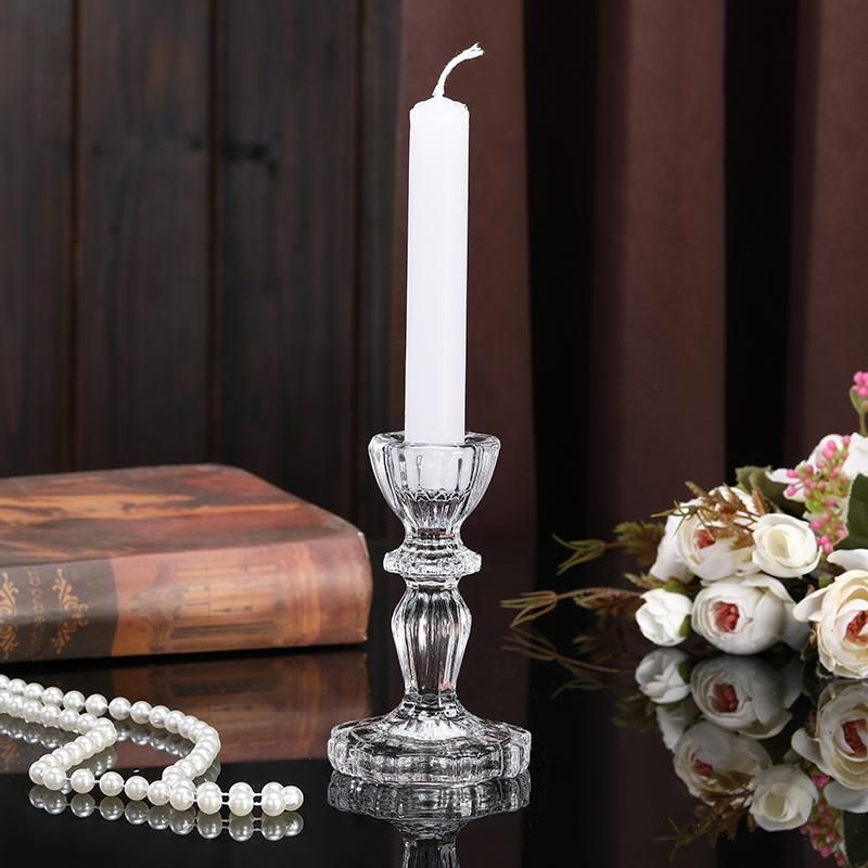 European and American Style Home Creative Retro Glass Crafts Candlestick Simple Ins Romantic Table Decoration Candlestick