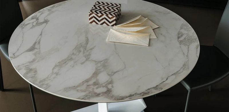 Cfd-10b Dining Table //Ceramic or Marble Top//Metal Coating Base