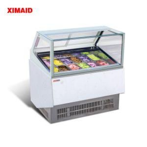 New Design Squared Anti-Fog Glass Ice Cream Display Case Gelato Showcase